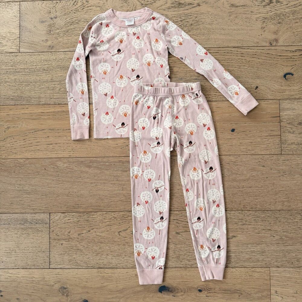 Hanna Andersson Girls 120 6-7 Pajamas Pink Ballerina Ballet Organic Cotton
